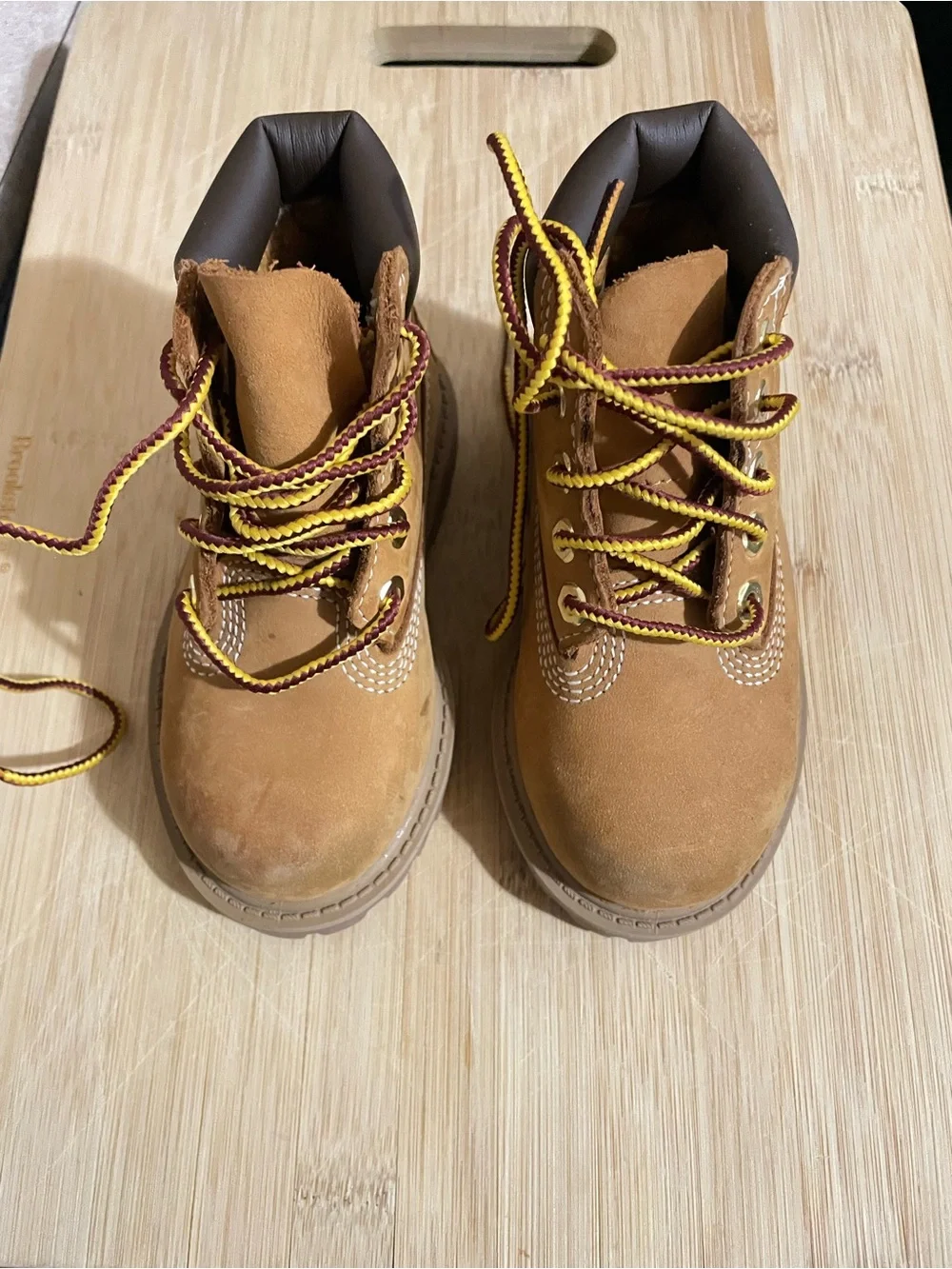 Timberland Wheat Brown Kids Baby & Walker Boots with Yellow Accent Laces